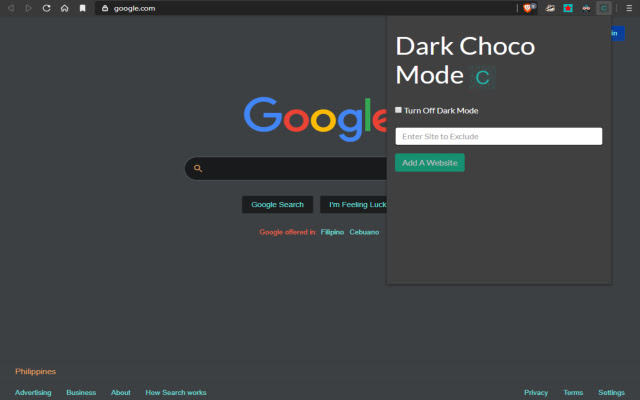 Dark Choco Mode  from Chrome web store to be run with OffiDocs Chromium online