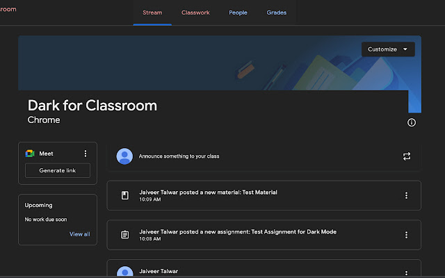 Darkmode for Classroom  from Chrome web store to be run with OffiDocs Chromium online