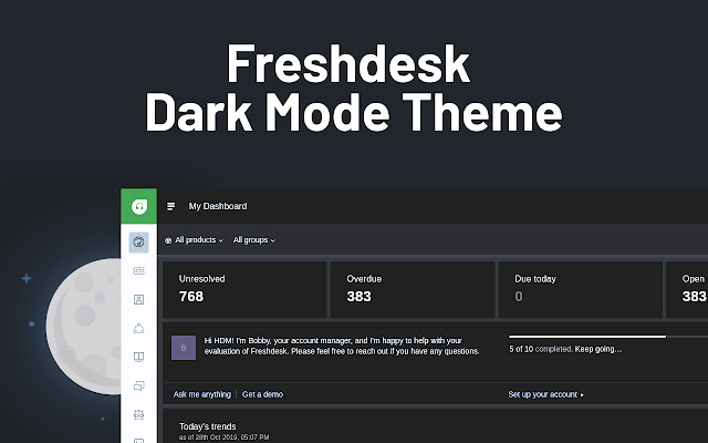 Dark Mode for Freshdesk  from Chrome web store to be run with OffiDocs Chromium online