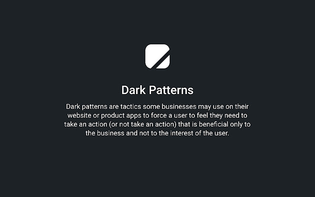 Dark Patterns  from Chrome web store to be run with OffiDocs Chromium online