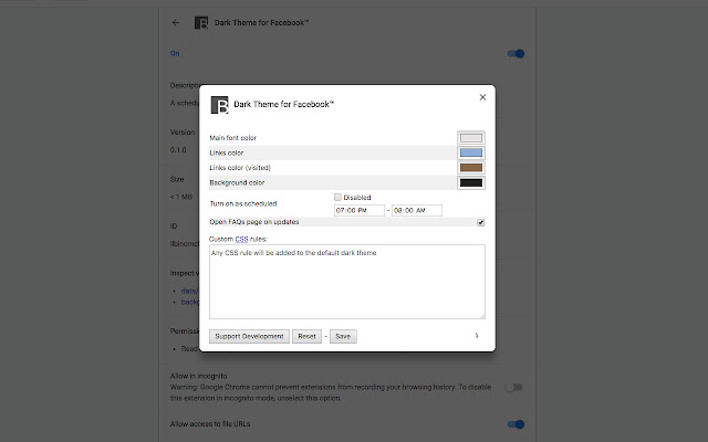 Dark Theme for Facebook™  from Chrome web store to be run with OffiDocs Chromium online