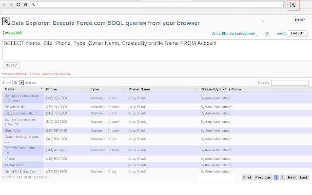 Data Explorer for Force.com  from Chrome web store to be run with OffiDocs Chromium online