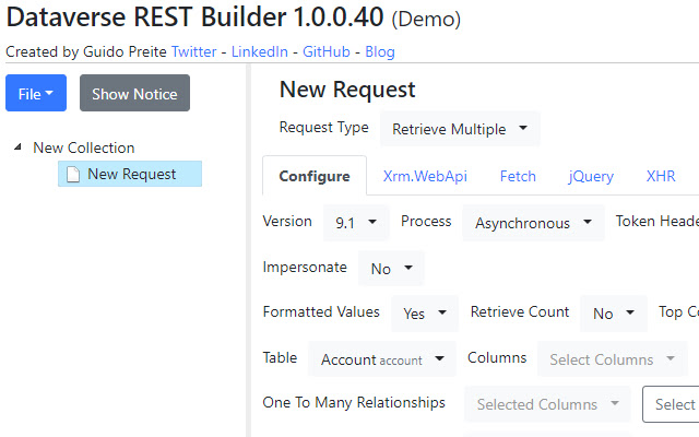 Dataverse REST Builder  from Chrome web store to be run with OffiDocs Chromium online