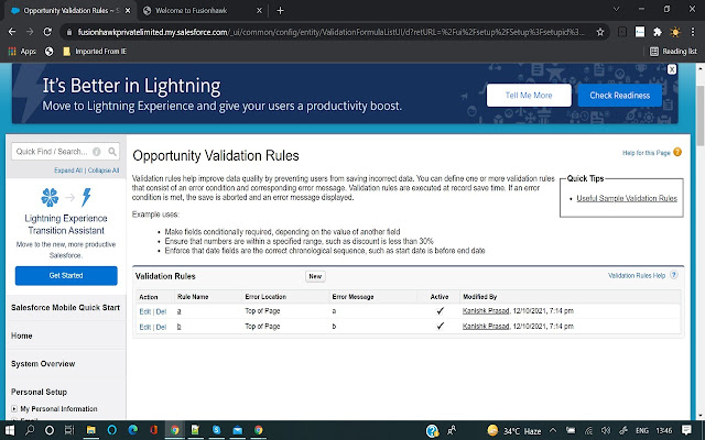 (De)Activate Salesforce Validation Rules  from Chrome web store to be run with OffiDocs Chromium online