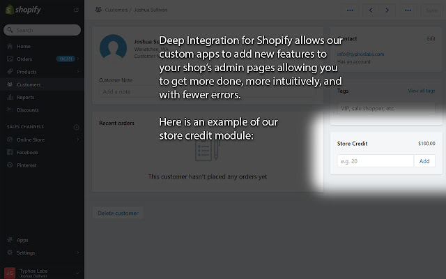 Deep Integration for Shopify  from Chrome web store to be run with OffiDocs Chromium online