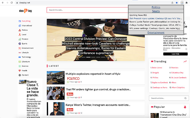 Deeplay News Feed  from Chrome web store to be run with OffiDocs Chromium online