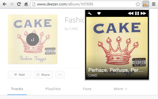 Deezer Control  from Chrome web store to be run with OffiDocs Chromium online