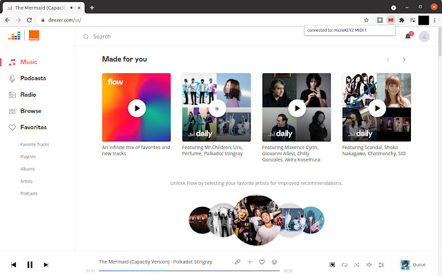 Deezer Midi Control  from Chrome web store to be run with OffiDocs Chromium online