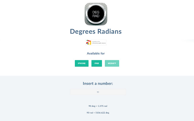 Degrees Radians  from Chrome web store to be run with OffiDocs Chromium online