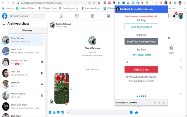 Elimine todos los chats archivados en Facebook 2023 de la tienda web de Chrome para ejecutarse con OffiDocs Chromium en línea