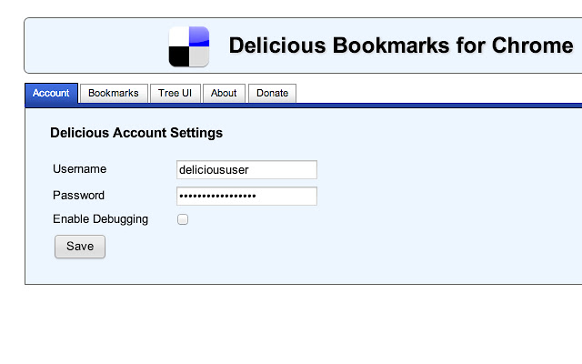 Delicious Bookmarks  from Chrome web store to be run with OffiDocs Chromium online