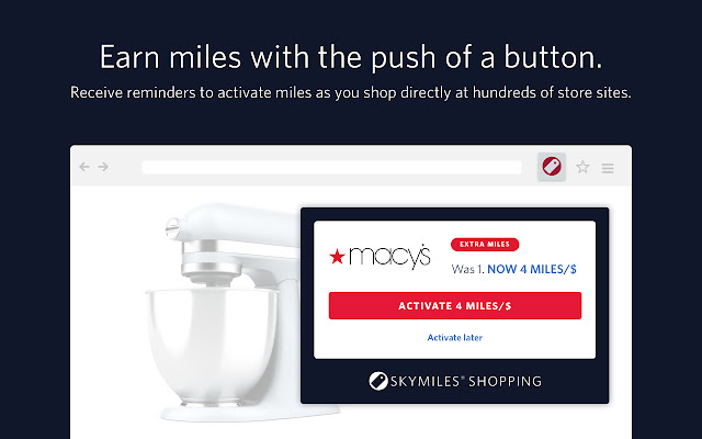 Delta Air Lines SkyMiles® Shopping button  from Chrome web store to be run with OffiDocs Chromium online