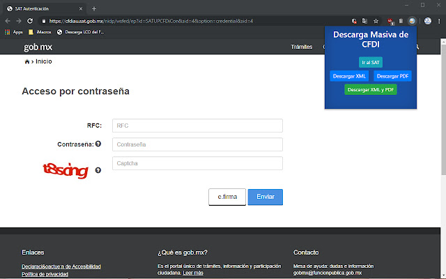 Descarga Masiva CFDI SAT  from Chrome web store to be run with OffiDocs Chromium online