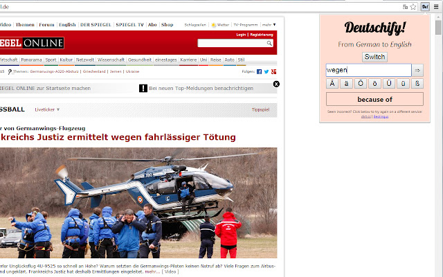Deutschify  from Chrome web store to be run with OffiDocs Chromium online