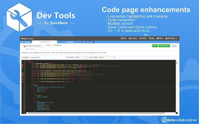 Dev Tools for QuickBase  from Chrome web store to be run with OffiDocs Chromium online