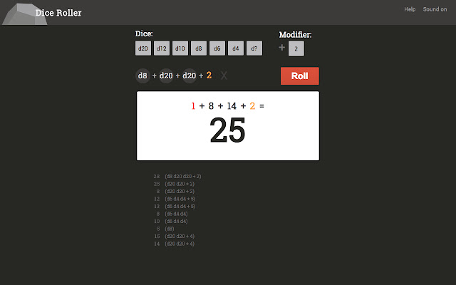 Dice Roller  from Chrome web store to be run with OffiDocs Chromium online