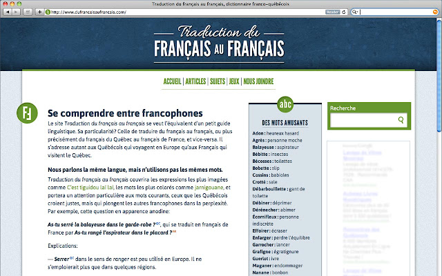 Dictionnaire québécois  from Chrome web store to be run with OffiDocs Chromium online