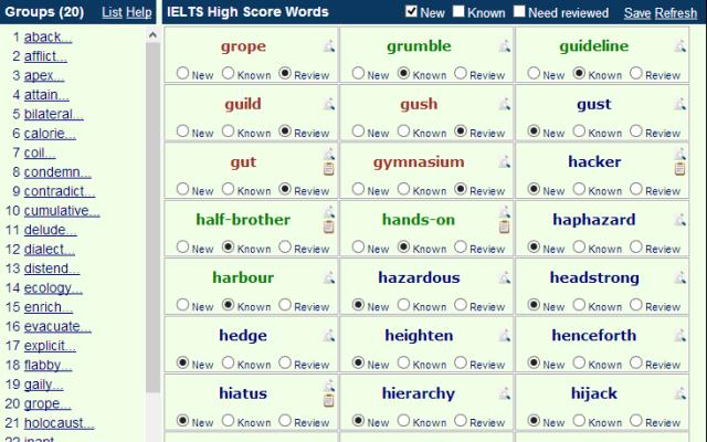 IELTS Words daripada kedai web Chrome yang sukar dijalankan dengan OffiDocs Chromium dalam talian