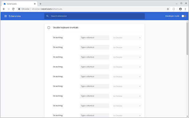 Disable keyboard shortcuts  from Chrome web store to be run with OffiDocs Chromium online