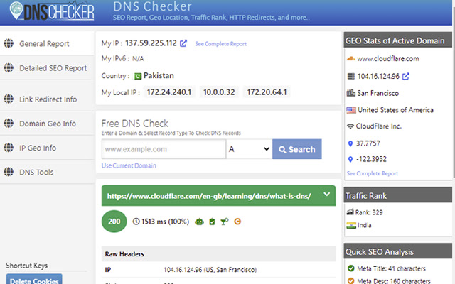 DNS Checker SEO and Domain Analysis  from Chrome web store to be run with OffiDocs Chromium online