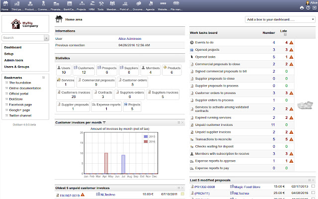 DoliCloud CRM  from Chrome web store to be run with OffiDocs Chromium online