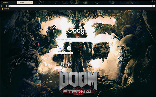 Doom Eternal theme  from Chrome web store to be run with OffiDocs Chromium online