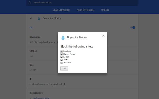 Dopamine Blocker  from Chrome web store to be run with OffiDocs Chromium online