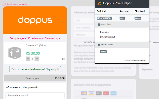 Doppus Pixel Helper  from Chrome web store to be run with OffiDocs Chromium online