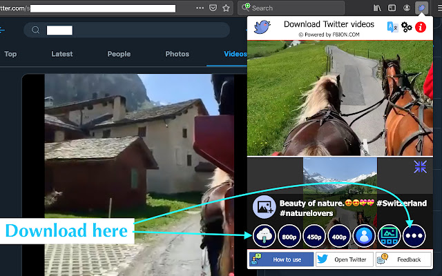 Download Twitter videos  from Chrome web store to be run with OffiDocs Chromium online