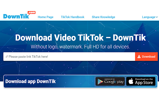 DownTik Download Video TikTok  from Chrome web store to be run with OffiDocs Chromium online