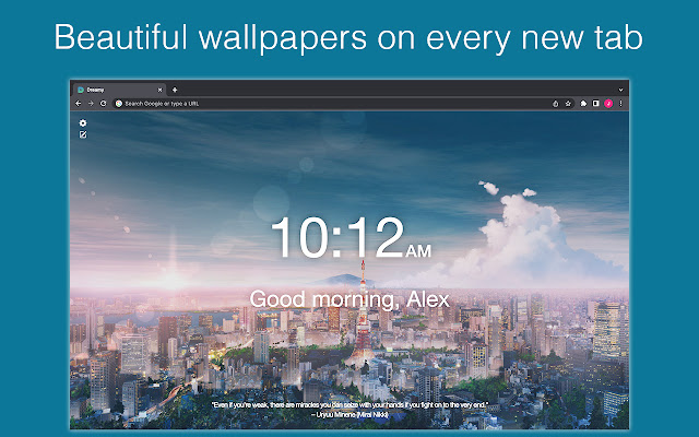 Dreamy Anime Wallpaper HD New Tab Dashboard  from Chrome web store to be run with OffiDocs Chromium online