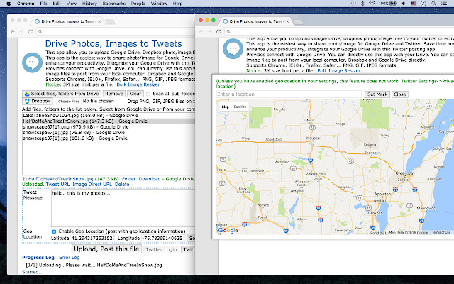 Drive Photos, Images to Tweets  from Chrome web store to be run with OffiDocs Chromium online
