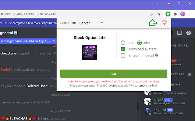 dTools member list saver for Discord  from Chrome web store to be run with OffiDocs Chromium online