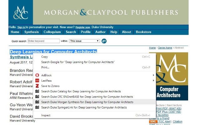 Duke Library Morgan Synthesis Search  from Chrome web store to be run with OffiDocs Chromium online