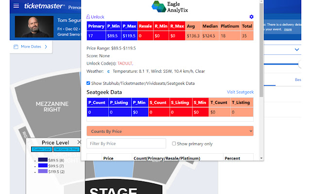 Eagleanalytix Ticket Data Extension  from Chrome web store to be run with OffiDocs Chromium online