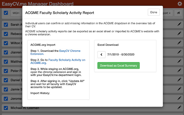 EasyCV.me ACGME Report Uploader  from Chrome web store to be run with OffiDocs Chromium online