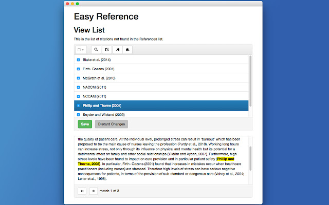 Easy Reference Beta  from Chrome web store to be run with OffiDocs Chromium online