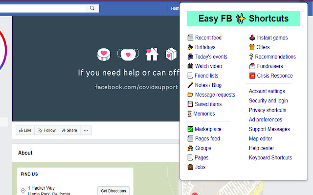 Easy Shortcuts For Facebook  from Chrome web store to be run with OffiDocs Chromium online