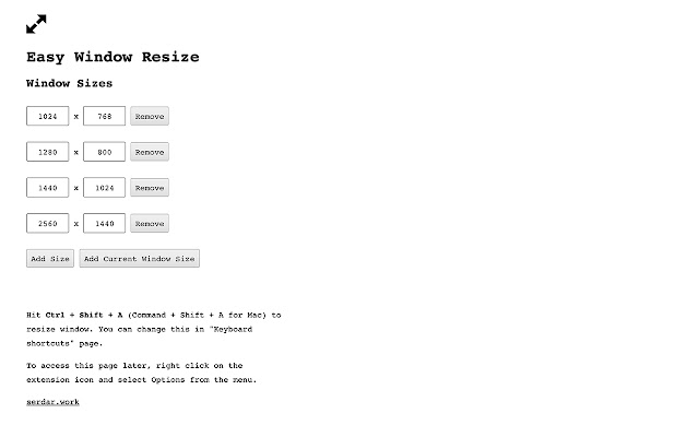 Easy Window Resize  from Chrome web store to be run with OffiDocs Chromium online
