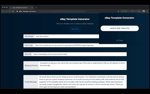 Ebay Template Generator  from Chrome web store to be run with OffiDocs Chromium online