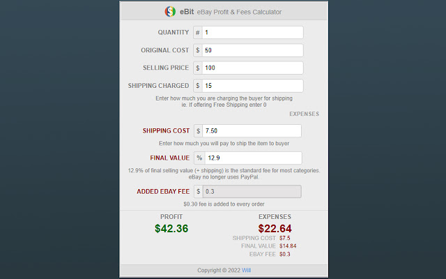 eBit eBay Profit Calculator  from Chrome web store to be run with OffiDocs Chromium online