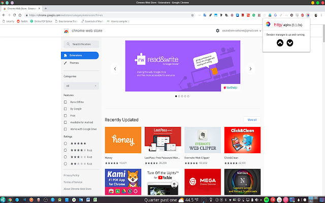 Edgy (alpha version)  from Chrome web store to be run with OffiDocs Chromium online