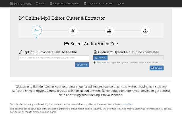 EditMp3.Online: Mp3 editor and extractor.  from Chrome web store to be run with OffiDocs Chromium online