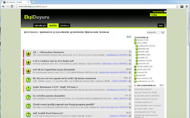 Ekşi Duyuru Mesajlar  from Chrome web store to be run with OffiDocs Chromium online