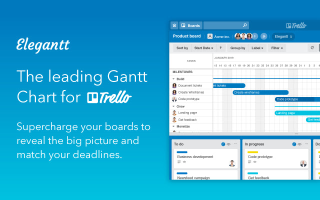 Elegantt | The leading Gantt Chart for Trello  from Chrome web store to be run with OffiDocs Chromium online