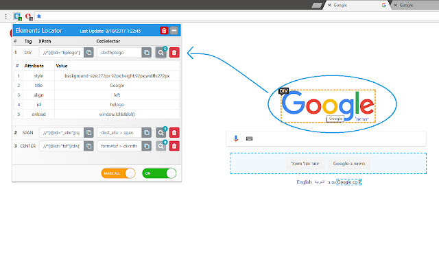 Element Locator  from Chrome web store to be run with OffiDocs Chromium online