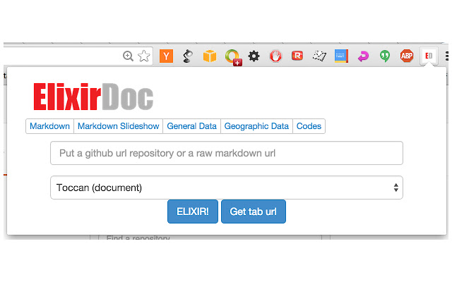 ElixirDoc  from Chrome web store to be run with OffiDocs Chromium online