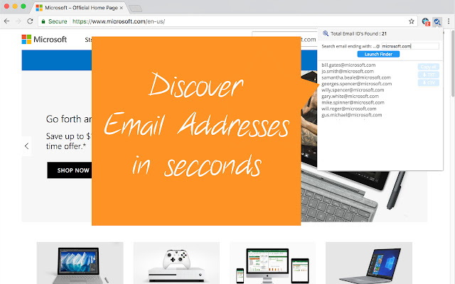 Email_Finder  from Chrome web store to be run with OffiDocs Chromium online