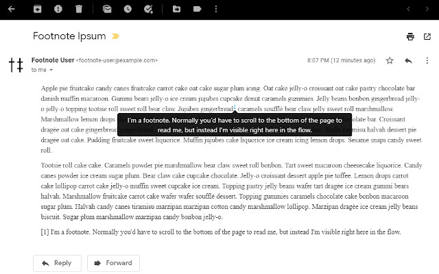 Email Hover Footnotes  from Chrome web store to be run with OffiDocs Chromium online