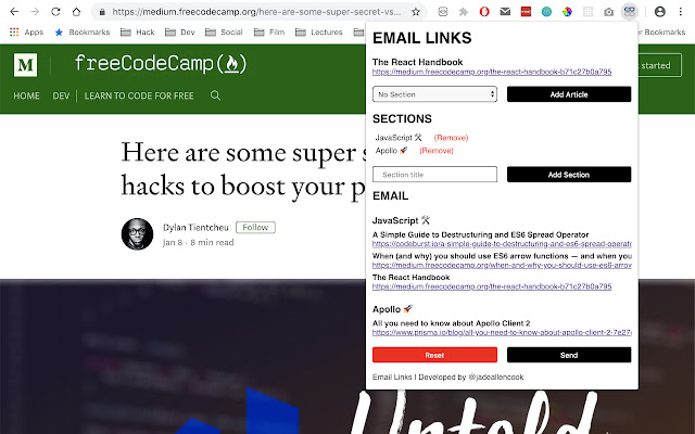 Email Links  from Chrome web store to be run with OffiDocs Chromium online